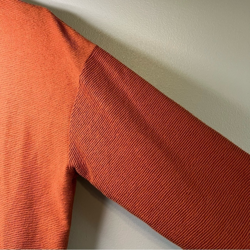 Texture & Thread Madewell Women Sz L Sweatshirt Burnt Orange Front Tie V Neck - Picture 9 of 12
